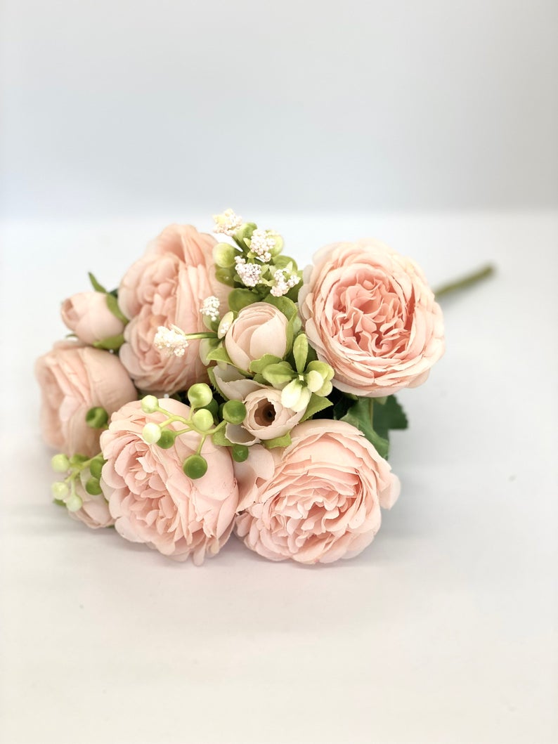 11" Blush Cabbage Rose Bouquet Wedding Peach Cabbage Roses Mini Wedding Bouquet Wedding Toss Bouquet Toss Wedding Cabbage Rose