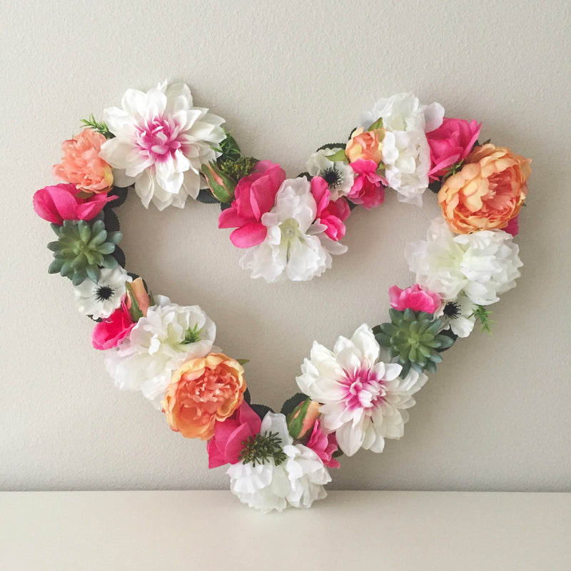 heart shaped floral wall decor flower heart