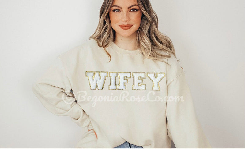 WIFE / WIFEY Patch Crewneck Sweatshirt