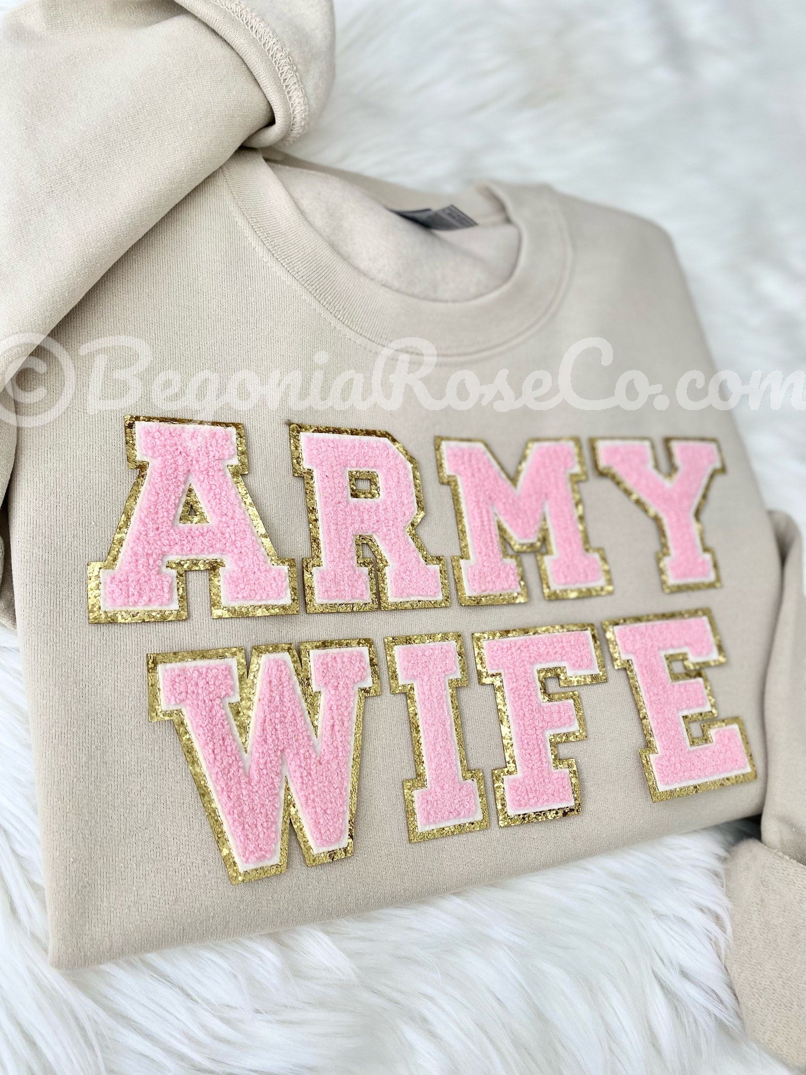 ARMY WIFE Letter Patch Sweatshirt