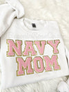 NAVY MOM Letter Patch Sweatshirt