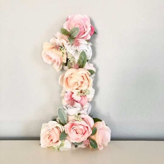 first birthday floral number